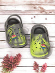 Marble Look Smily Applique Anti-Slip Clogs - Grey