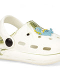 Marble Look Dinosaur Applique Anti-Slip Clogs - White