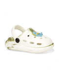 Marble Look Dinosaur Applique Anti-Slip Clogs - White