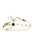 Marble Look Mushroom Applique Anti-Slip Clogs - White