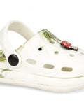 Marble Look Mushroom Applique Anti-Slip Clogs - White