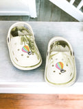 Marble Look Hot Air Balloon Applique Anti-Slip Clogs - White