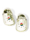 Marble Look Smily Applique Anti-Slip Clogs - White