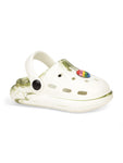 Marble Look Smily Applique Anti-Slip Clogs - White