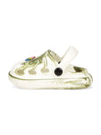 Marble Look Smily Applique Anti-Slip Clogs - White