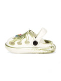 Marble Look Smily Applique Anti-Slip Clogs - White