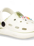 Marble Look Smily Applique Anti-Slip Clogs - White