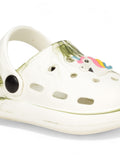 Marble Look Smily Applique Anti-Slip Clogs - White