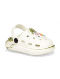 Marble Look Smily Applique Anti-Slip Clogs - White