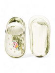 Marble Look Smily Applique Anti-Slip Clogs - White