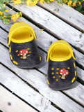 Mushroom Applique Anti-Slip Clogs - Black