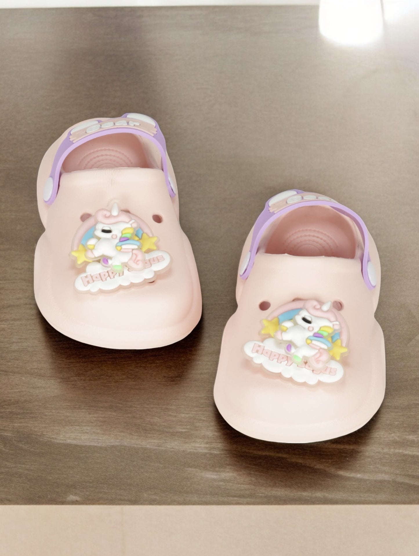 Unicorn Applique Anti-Slip Led Clogs - Pink