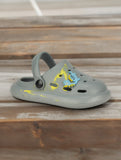 Marble Look Dinosaur Applique Anti-Slip Clogs - Grey