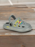 Marble Look Smily Applique Anti-Slip Clogs - Grey