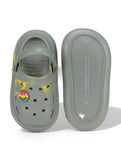 Marble Look Smily Applique Anti-Slip Clogs - Grey