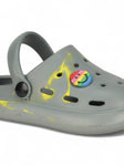 Marble Look Smily Applique Anti-Slip Clogs - Grey