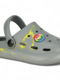 Marble Look Smily Applique Anti-Slip Clogs - Grey