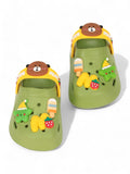 Bear Applique Anti-Slip Clogs - Green