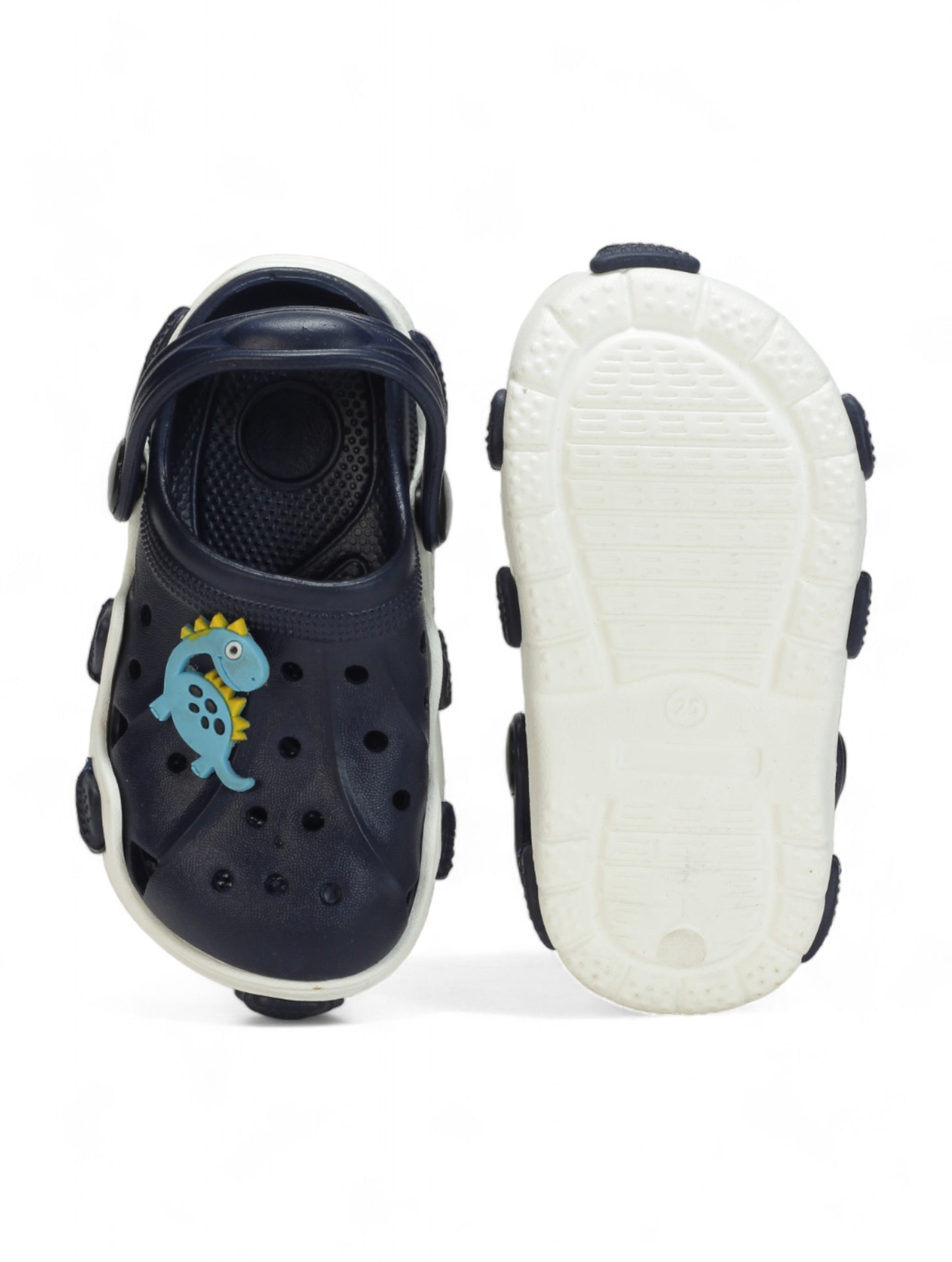 Dinosaur Applique Anti-Slip Clogs - Navy Blue