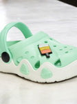Ice Green Applique Anti-Slip Clogs - Green