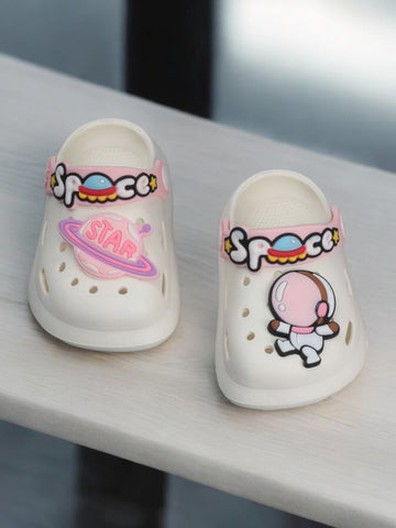 Space Astronaut Applique Anti-Slip Clogs - Cream