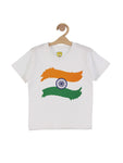 Half Sleeve Flag Printed Tshirt - White