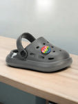 Marble Look Smily Applique Anti-Slip Clogs - Grey