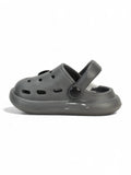 Marble Look Smily Applique Anti-Slip Clogs - Grey