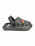 Marble Look Smily Applique Anti-Slip Clogs - Grey