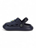 Marble Look Dinosaur Applique Anti-Slip Clogs - Navy Blue