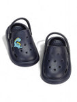 Marble Look Dinosaur Applique Anti-Slip Clogs - Navy Blue