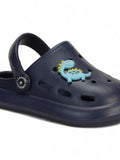 Marble Look Dinosaur Applique Anti-Slip Clogs - Navy Blue
