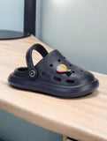 Marble Look Hot Air Balloon Applique Anti-Slip Clogs - Navy Blue