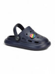 Marble Look Smily Applique Anti-Slip Clogs - Navy Blue