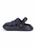 Marble Look Smily Applique Anti-Slip Clogs - Navy Blue