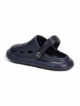 Marble Look Smily Applique Anti-Slip Clogs - Navy Blue