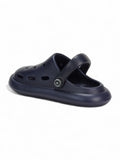 Marble Look Smily Applique Anti-Slip Clogs - Navy Blue