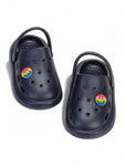Marble Look Smily Applique Anti-Slip Clogs - Navy Blue
