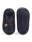 Marble Look Smily Applique Anti-Slip Clogs - Navy Blue