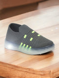 Casual Slip On Shoes With Led Light - Grey