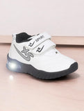 Double Velcro Casual Shoes With Light- White