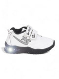 Double Velcro Casual Shoes With Light- White