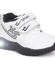 Double Velcro Casual Shoes With Light- White