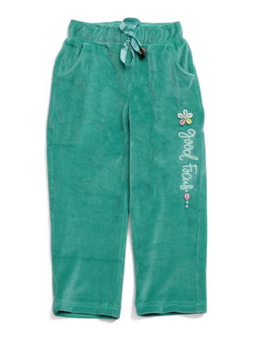 Velvet Finish Solid Colour Lower With Applique - Green