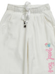 Velvet Finish Solid Colour Lower With Applique - White