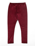 Solid Velvet Leggings - Maroon