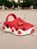 Mushroom Applique Anti-Slip Clogs - Red