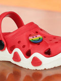 Smily Applique Anti-Slip Clogs - Red