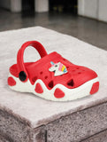 Unicorn Applique Anti-Slip Clogs - Red