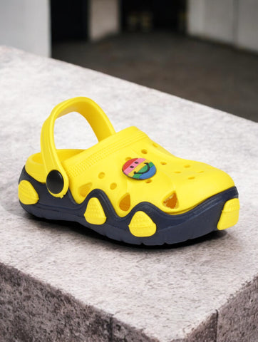 Smily Applique Anti-Slip Clogs - Yellow